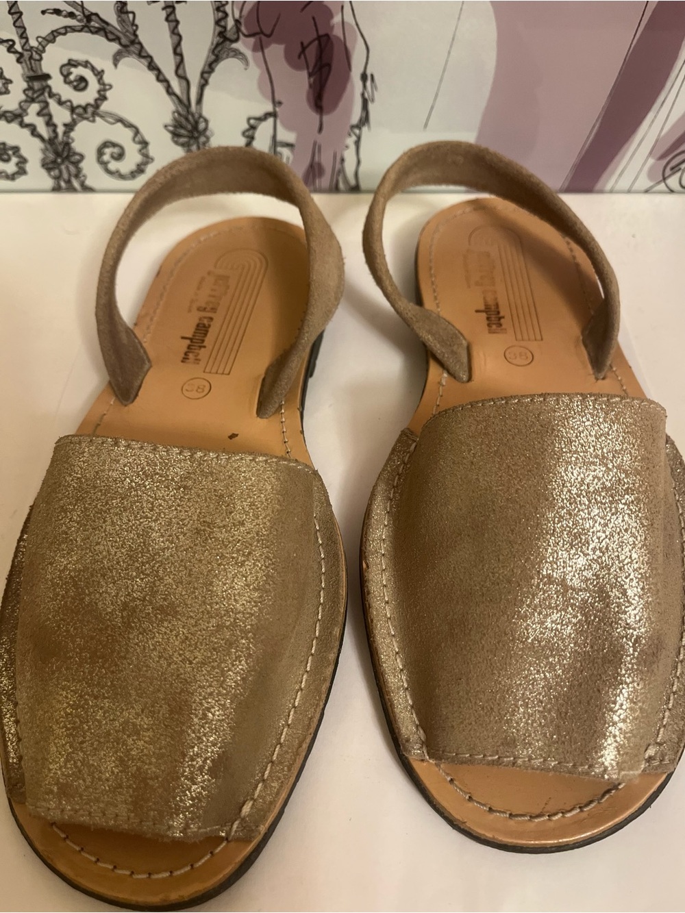 Jeffrey Campbell Champagne Gold Avarca Sandals - Size 38 (US 7.5-8)